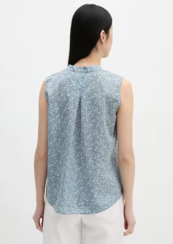 Ärmellose Bluse loose aus bedrucktem Baumwoll-Voile