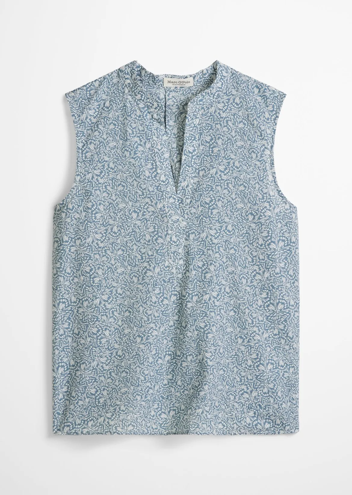 Ärmellose Bluse loose aus bedrucktem Baumwoll-Voile
