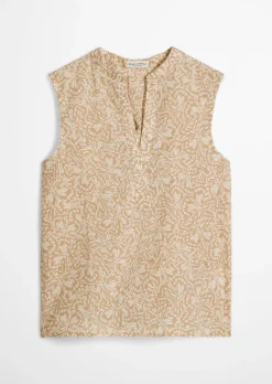 Ärmellose Bluse loose aus bedrucktem Baumwoll-Voile
