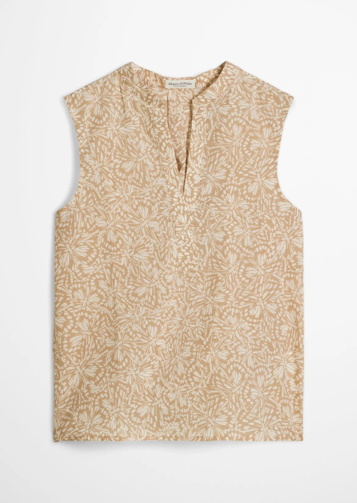 Ärmellose Bluse loose aus bedrucktem Baumwoll-Voile