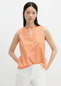 Ärmellose Bluse loose aus bedrucktem Baumwoll-Voile