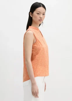 Ärmellose Bluse loose aus bedrucktem Baumwoll-Voile