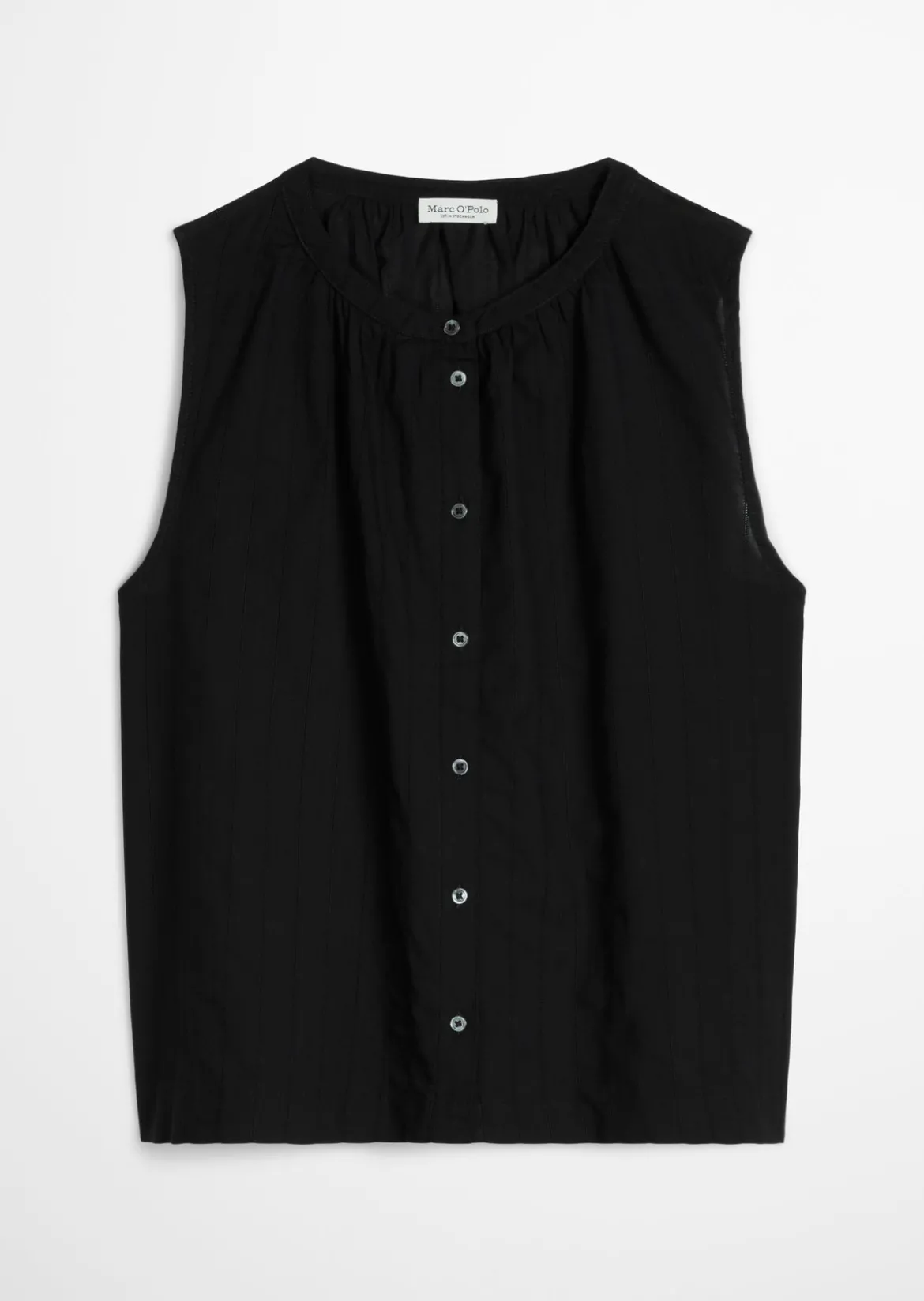 Ärmellose Bluse regular aus Baumwoll-Voile mit feiner Loch-Stickerei