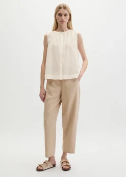 Ärmellose Bluse regular aus Baumwoll-Voile mit feiner Loch-Stickerei