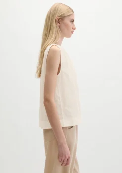Ärmellose Bluse regular aus Baumwoll-Voile mit feiner Loch-Stickerei