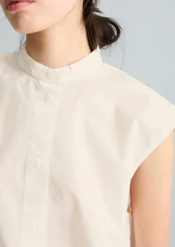 Ärmellose Bluse relaxed aus Papertouch-Popeline