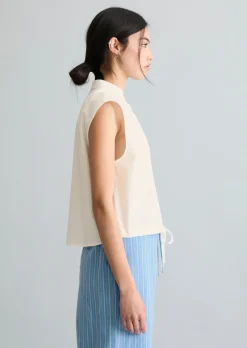Ärmellose Bluse relaxed aus Papertouch-Popeline