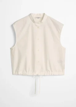Ärmellose Bluse relaxed aus Papertouch-Popeline