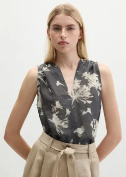 Ärmellose Bluse relaxed aus weicher Ramiefaser