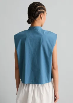 Ärmellose Bluse relaxed aus Papertouch-Popeline