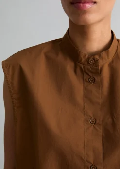 Ärmellose Bluse relaxed aus Papertouch-Popeline