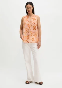 Ärmellose Bluse relaxed aus weicher Ramiefaser
