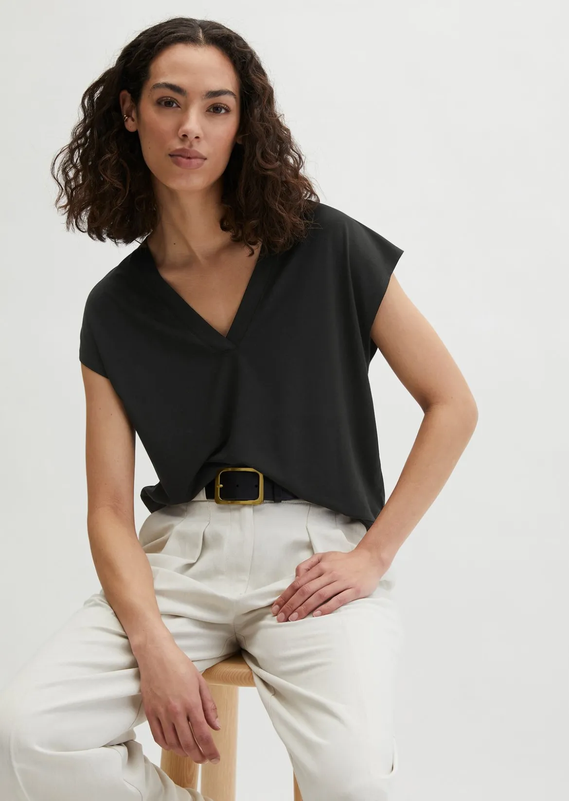 Ärmellose Jerseybluse relaxed aus LENZING™ ECOVERO™