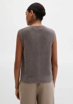 Ärmellose Strickweste regular aus Bouclé-Garn