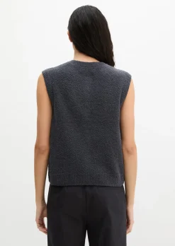 Ärmellose Strickweste regular aus Bouclé-Garn