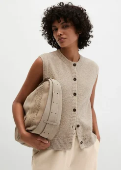 Ärmellose Strickweste regular aus Bouclé-Garn
