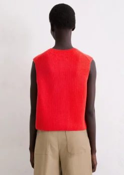 Ärmellose Strickweste slim aus weichem Merinowolle-Mix
