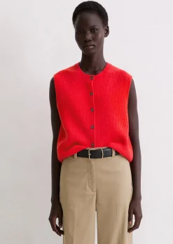 Ärmellose Strickweste slim aus weichem Merinowolle-Mix