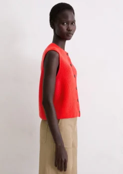 Ärmellose Strickweste slim aus weichem Merinowolle-Mix