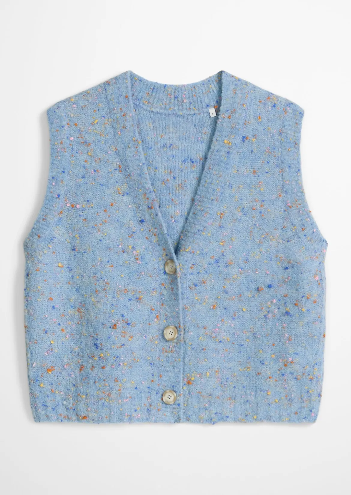 Ärmelloser Bouclé-Cardigan regular aus Schurwolle-Viskose-Mix