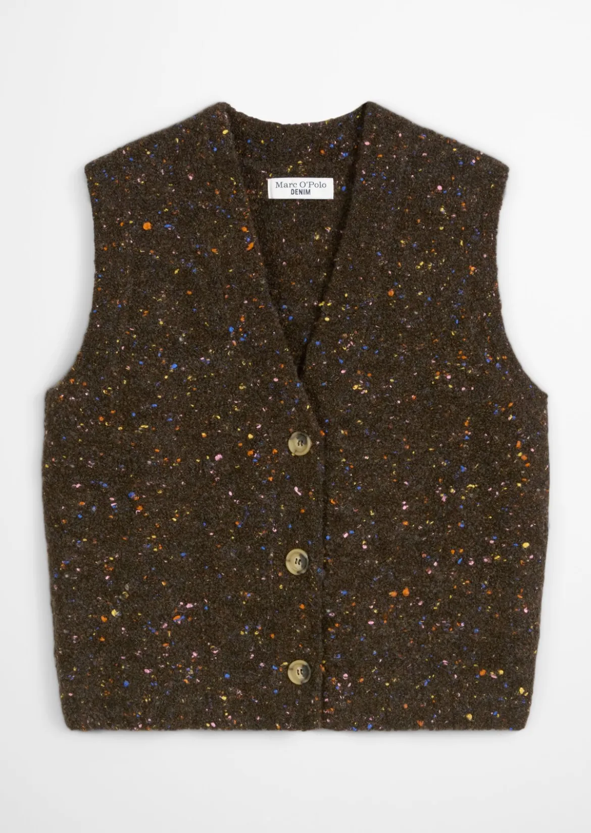Ärmelloser Bouclé-Cardigan regular aus Schurwolle-Viskose-Mix