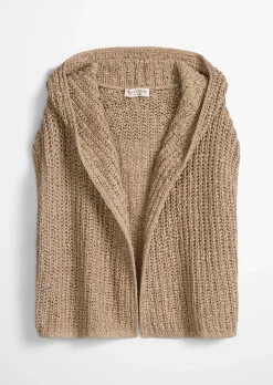 Ärmelloser Cardigan loose aus Bändchengarn
