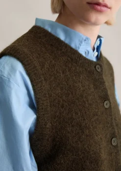 Ärmelloser Cardigan regular aus Alpakawolle-Wolle-Mix