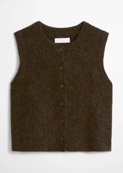 Ärmelloser Cardigan regular aus Alpakawolle-Wolle-Mix