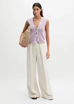Ärmelloser Cardigan slim aus Bändchengarn