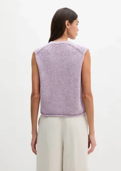 Ärmelloser Cardigan slim aus Bändchengarn