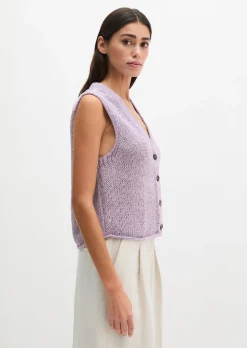 Ärmelloser Cardigan slim aus Bändchengarn