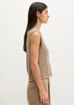 Ärmelloser Cardigan slim aus Bändchengarn