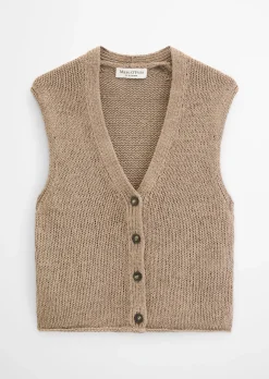 Ärmelloser Cardigan slim aus Bändchengarn
