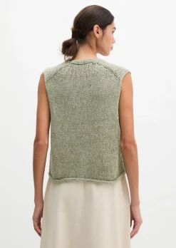 Ärmelloser Cardigan slim aus Bändchengarn