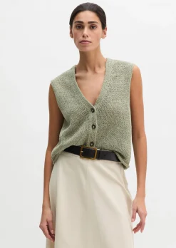 Ärmelloser Cardigan slim aus Bändchengarn