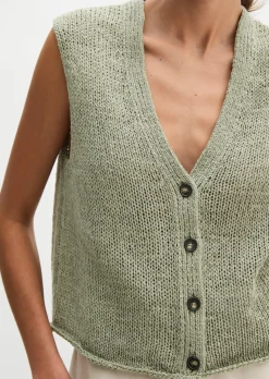 Ärmelloser Cardigan slim aus Bändchengarn