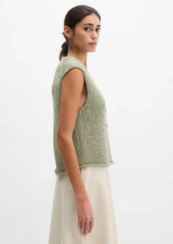 Ärmelloser Cardigan slim aus Bändchengarn