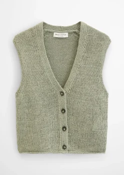 Ärmelloser Cardigan slim aus Bändchengarn