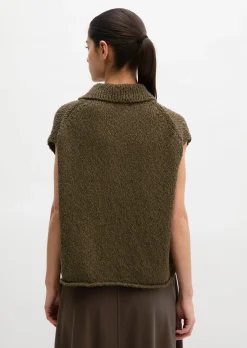 Ärmelloser Polo-Pullover loose aus Organic-Cotton-Mix-Slub