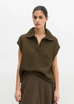 Ärmelloser Polo-Pullover loose aus Organic-Cotton-Mix-Slub