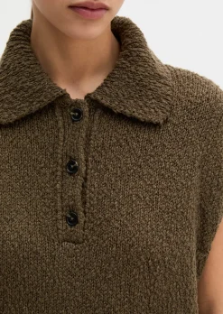 Ärmelloser Polo-Pullover loose aus Organic-Cotton-Mix-Slub