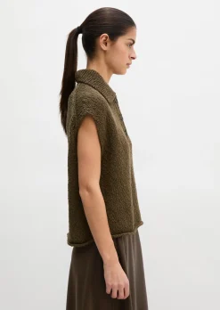 Ärmelloser Polo-Pullover loose aus Organic-Cotton-Mix-Slub