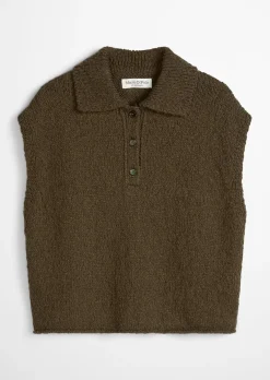 Ärmelloser Polo-Pullover loose aus Organic-Cotton-Mix-Slub