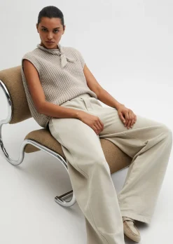 Ärmelloser Pullover loose aus weichem Bio-Baumwolle-Mix