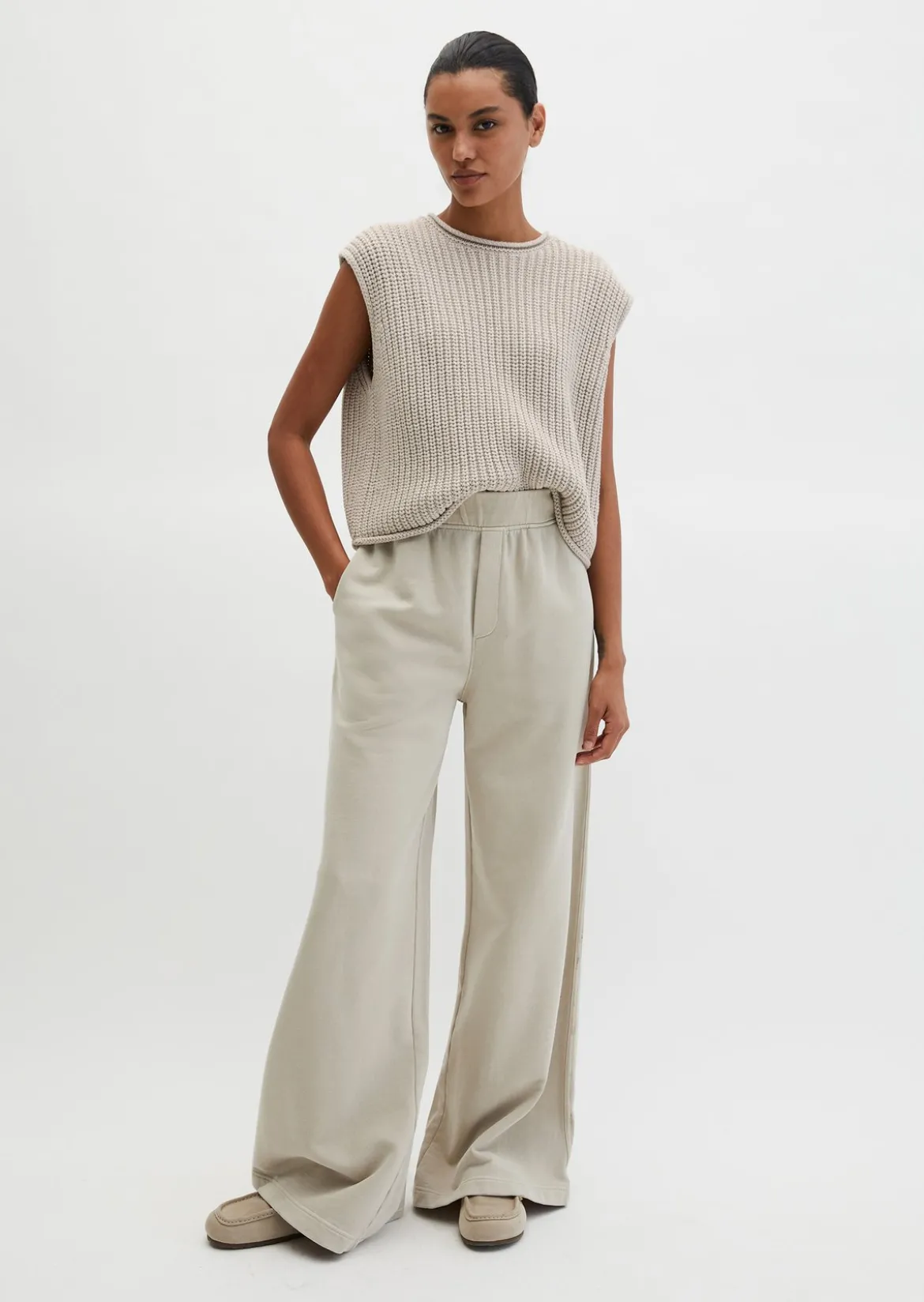 Ärmelloser Pullover loose aus weichem Bio-Baumwolle-Mix