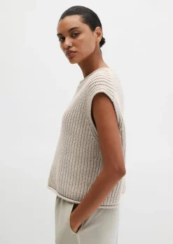 Ärmelloser Pullover loose aus weichem Bio-Baumwolle-Mix