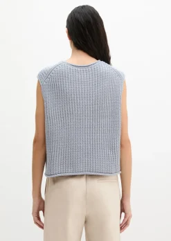 Ärmelloser Pullover loose aus weichem Bio-Baumwolle-Mix