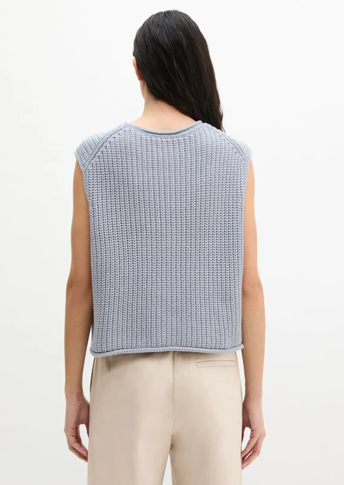 Ärmelloser Pullover loose aus weichem Bio-Baumwolle-Mix