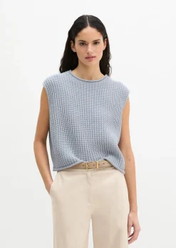 Ärmelloser Pullover loose aus weichem Bio-Baumwolle-Mix