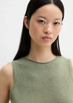 Ärmelloser Pullover regular aus Organic Cotton-Leinen-Mix